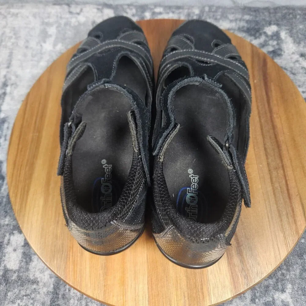 Orthofeet Womens Shoes Black Mary Jane Juno Comfort 862 Strap Slip On Size 8 B